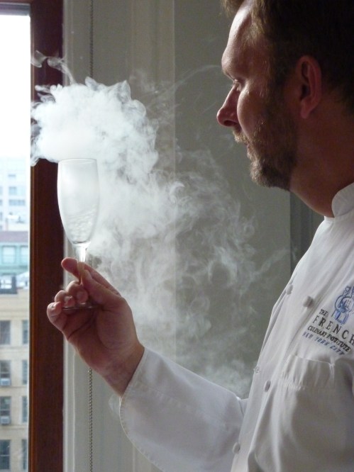 Nils chilling a glass with liquid nitrogen