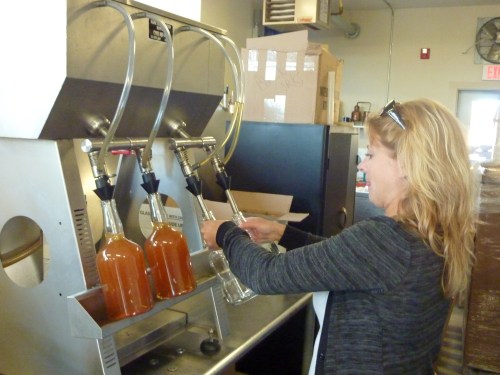 working the bottling machine