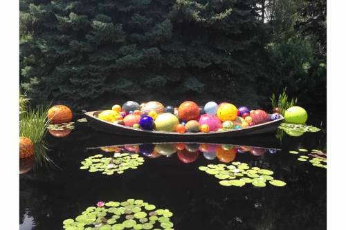 That afternoon, we went to the Denver Botanic Gardens, where a Chihuly exhibit was going on. He's known for his glass work and the installation was seamlessly throughout the gardens.